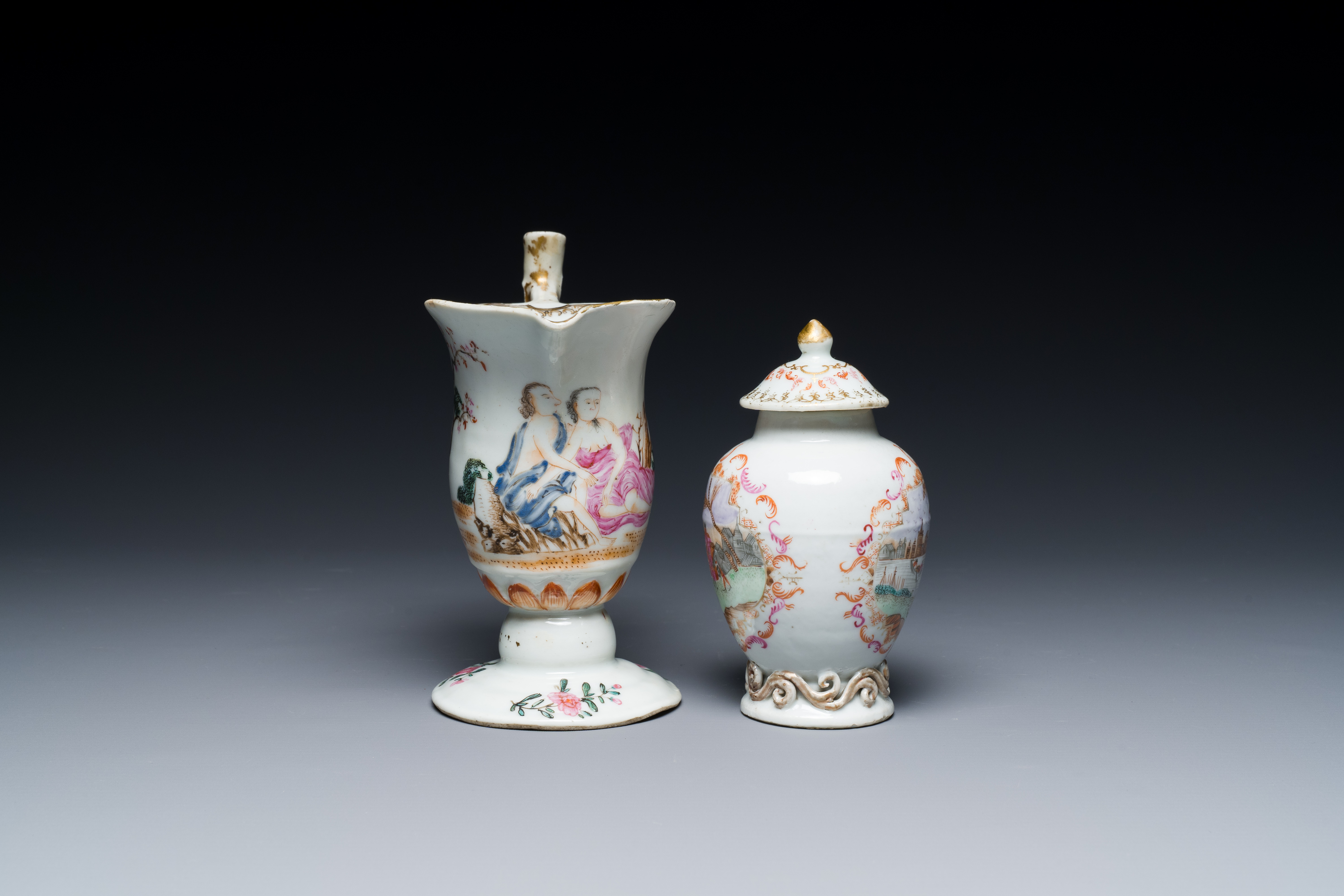 Six Chinese famille rose and grisaille export porcelain wares, Qianlong - Image 5 of 15