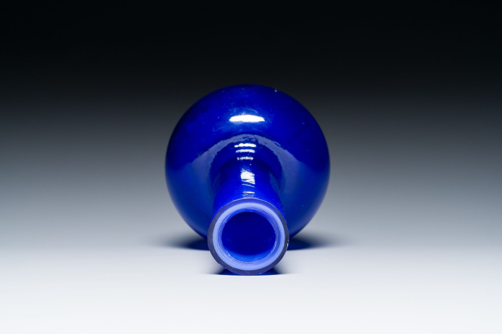 A Chinese translucent blue Peking glass bottle vase, Xianfeng mark and of the period - Image 5 of 6