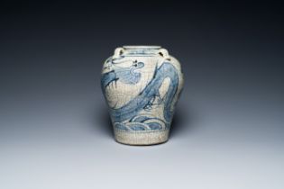 A Chinese blue and white Swatow 'dragon' jar, Ming