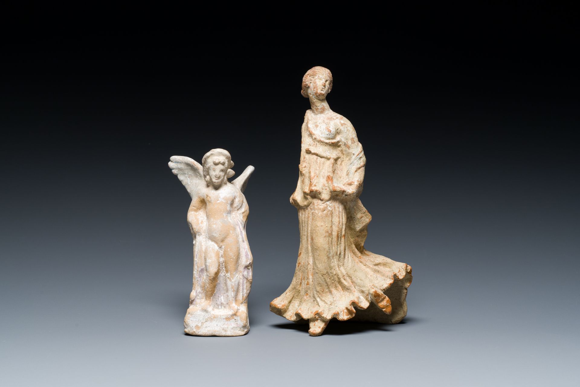 Two Greek terracotta sculptures of Eros and of a female dancer, 4th/2nd C. b.C. - Image 2 of 7