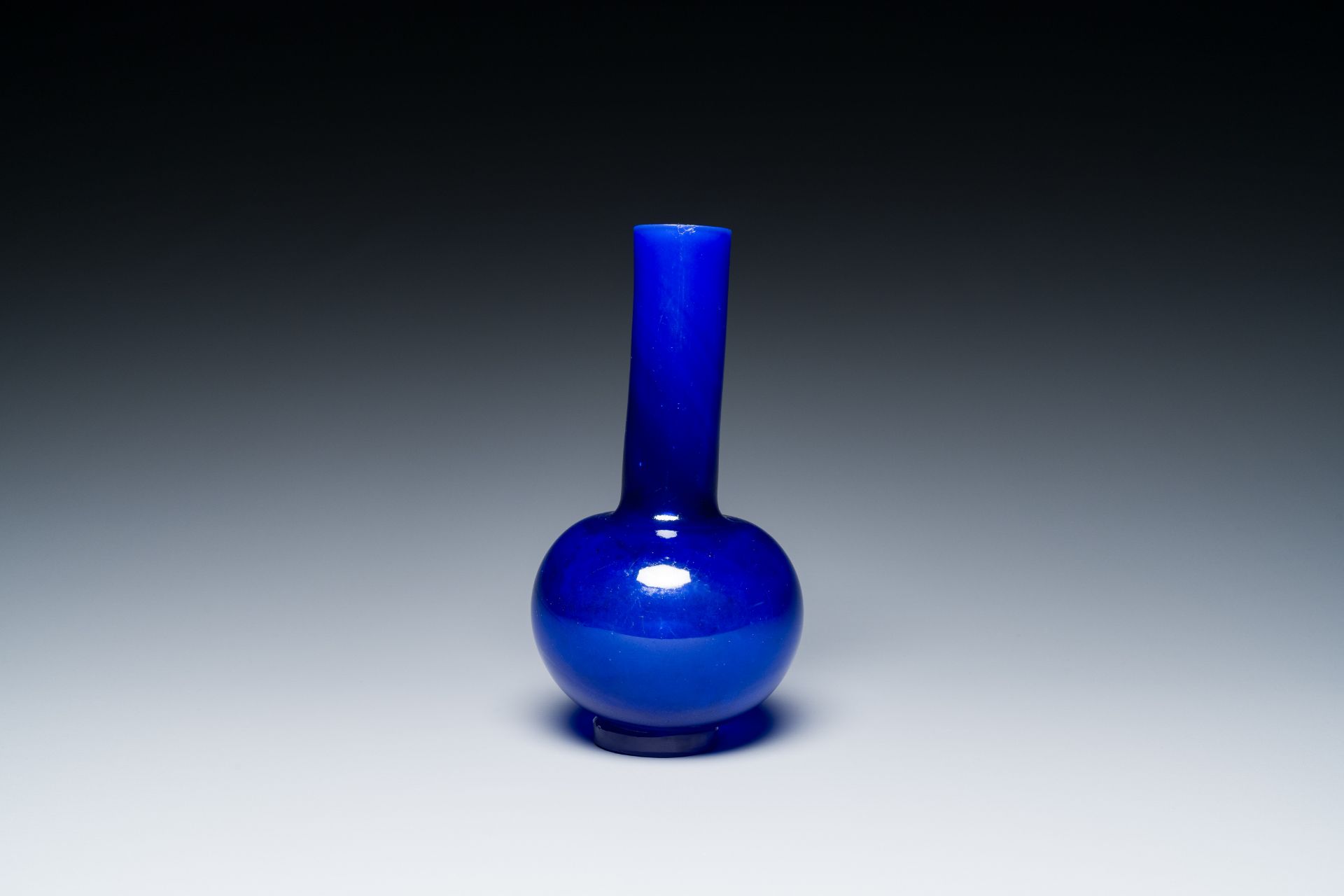 A Chinese translucent blue Peking glass bottle vase, Xianfeng mark and of the period - Image 4 of 6