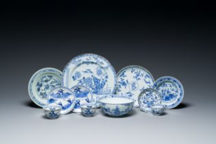 Eleven Chinese blue and white porcelain wares, Ming to 19th C.