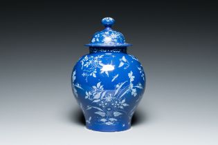 An extremely rare Dutch Delft 'Persian Blue' vase and cover, ca. 1700