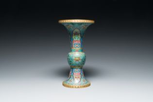 A Chinese cloisonne 'gu' vase with lotus scrolls, 18/19th C.
