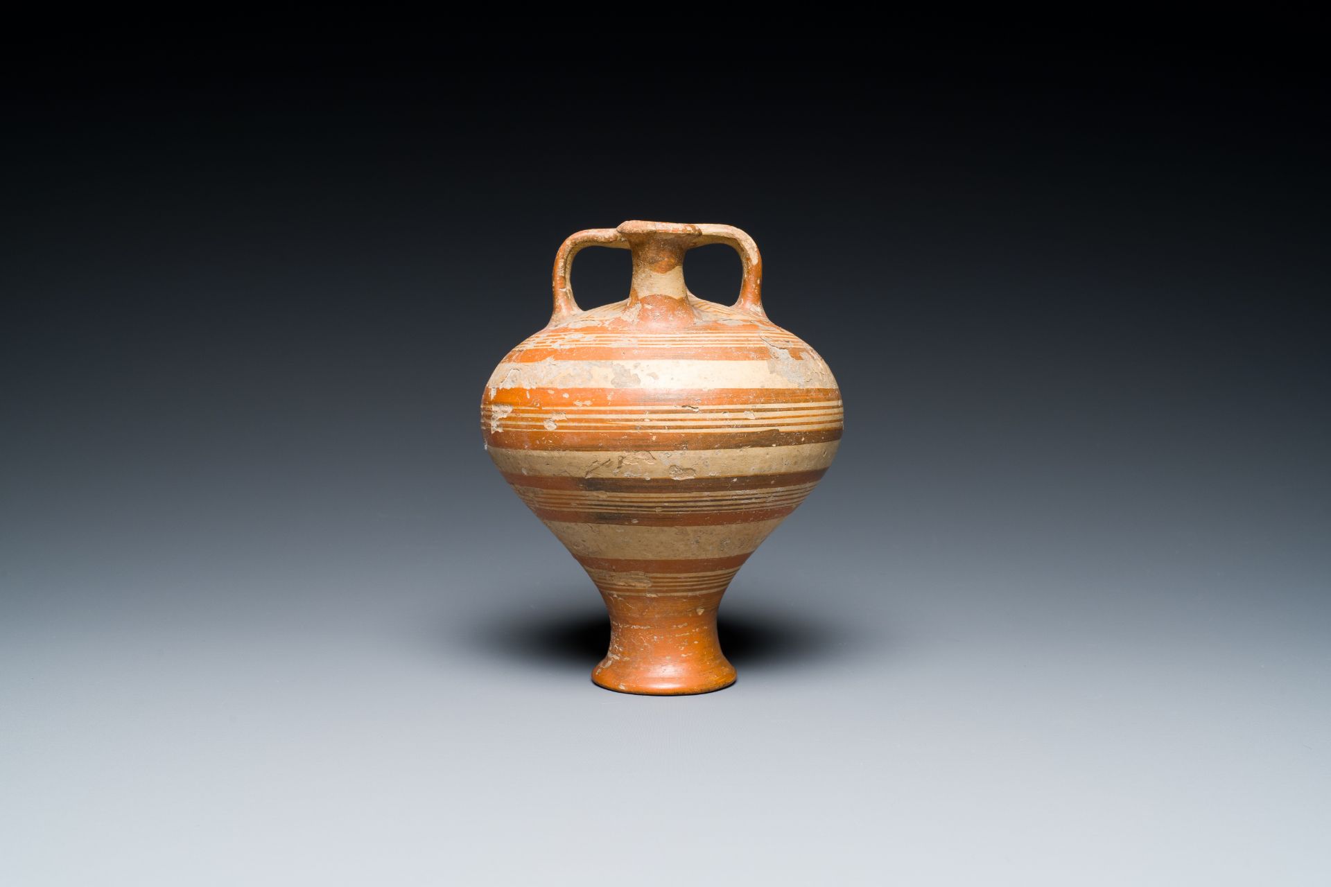 A Mycenaean terracotta stirrup jar, Cyprus, 14th/13th C. b.C. - Image 4 of 8