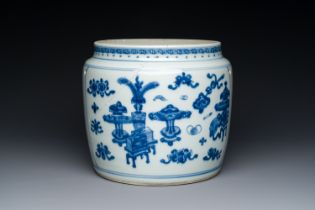 A Chinese blue and white 'antiquities' bowl, Kangxi