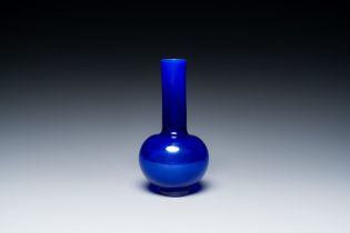 A Chinese translucent blue Peking glass bottle vase, Xianfeng mark and of the period