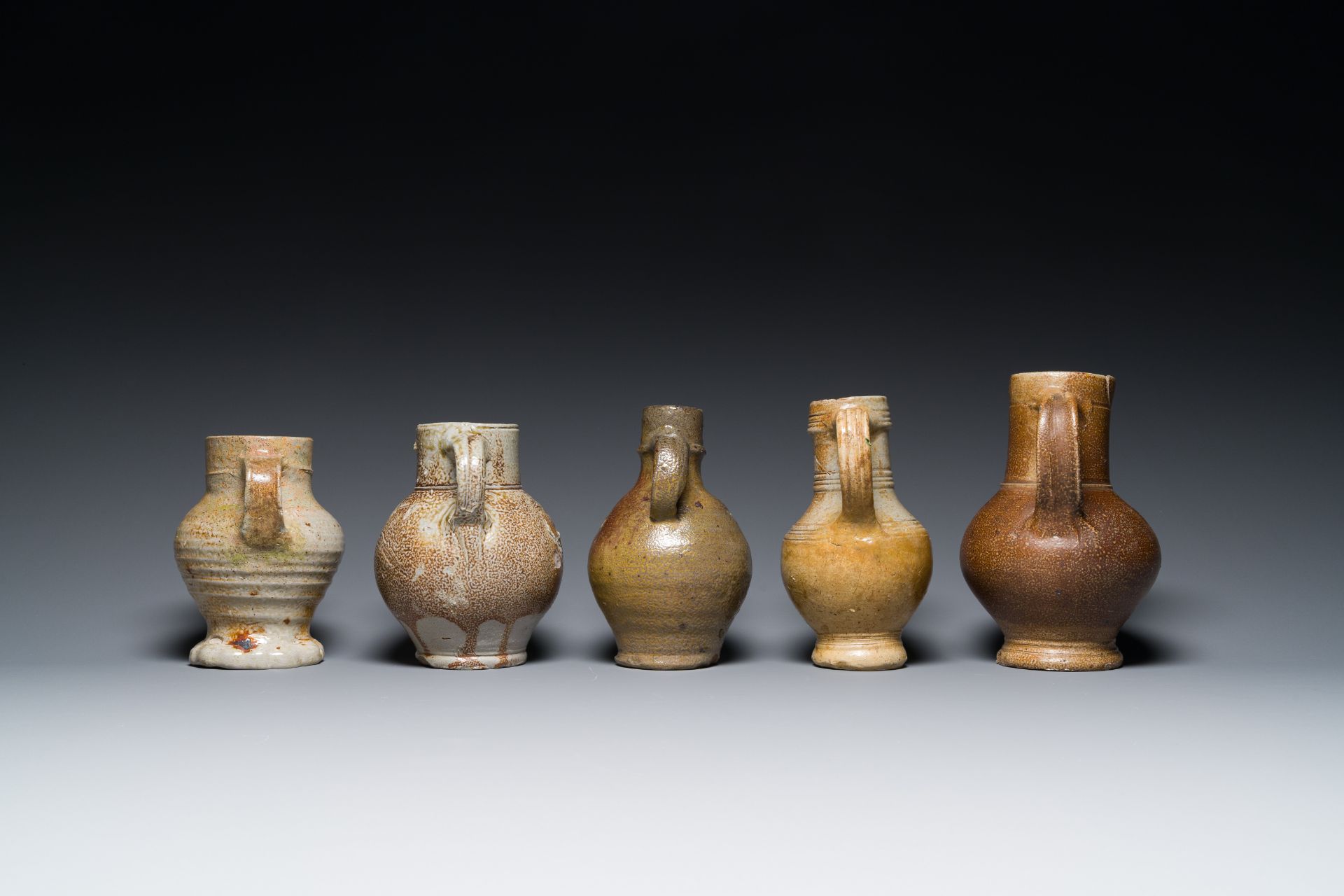 Nine various stoneware jugs, a.o. Frechen, Raeren and Westerwald, 16/18th C. - Image 5 of 16