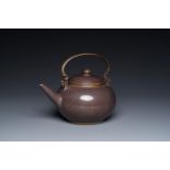 A Chinese polished purple Yixing stoneware teapot and cover for the Thai market, Gong Ju è²¢å±€ mark