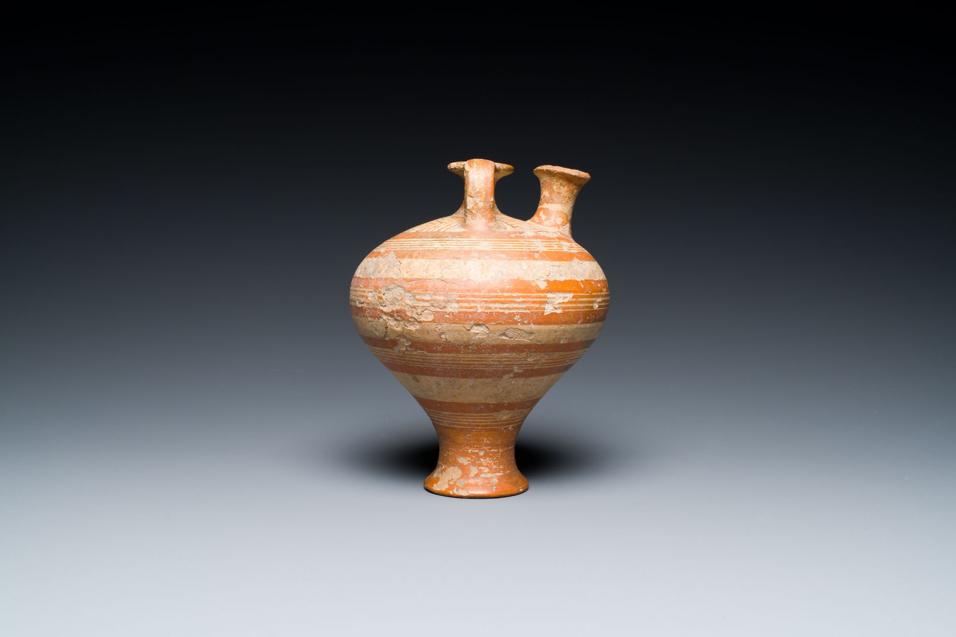 A Mycenaean terracotta stirrup jar, Cyprus, 14th/13th C. b.C. - Image 3 of 8