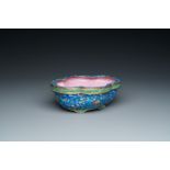 A Chinese blue-ground Canton enamel jardiniere, Qianlong