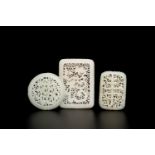 Three Chinese reticulated white jade carvings, Qing
