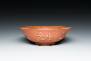 A Chinese Yixing stoneware bowl, Sheng Rong æ²ˆèž mark, Qing