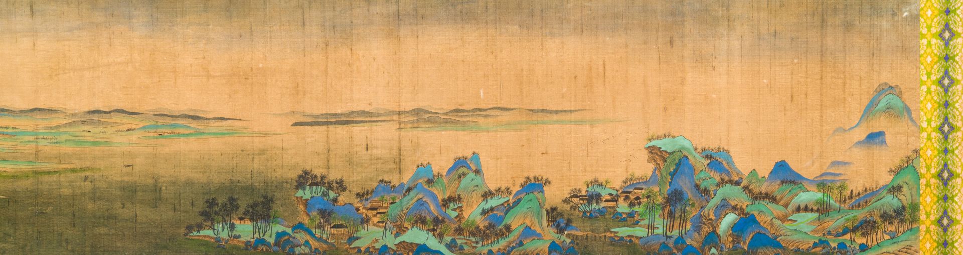 Chinese school: 'Mountainous landscape', ink and colours on silk, Qing - Image 5 of 15