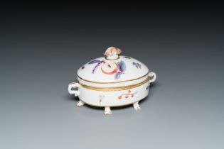 An oval polychrome Meissen porcelain 'insects and fruit' tureen and cover, Germany, 18th C.