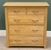 ULTRA-MODERN OAK CHEST OF DRAWERS - having two short over three long drawers with stylish brushed