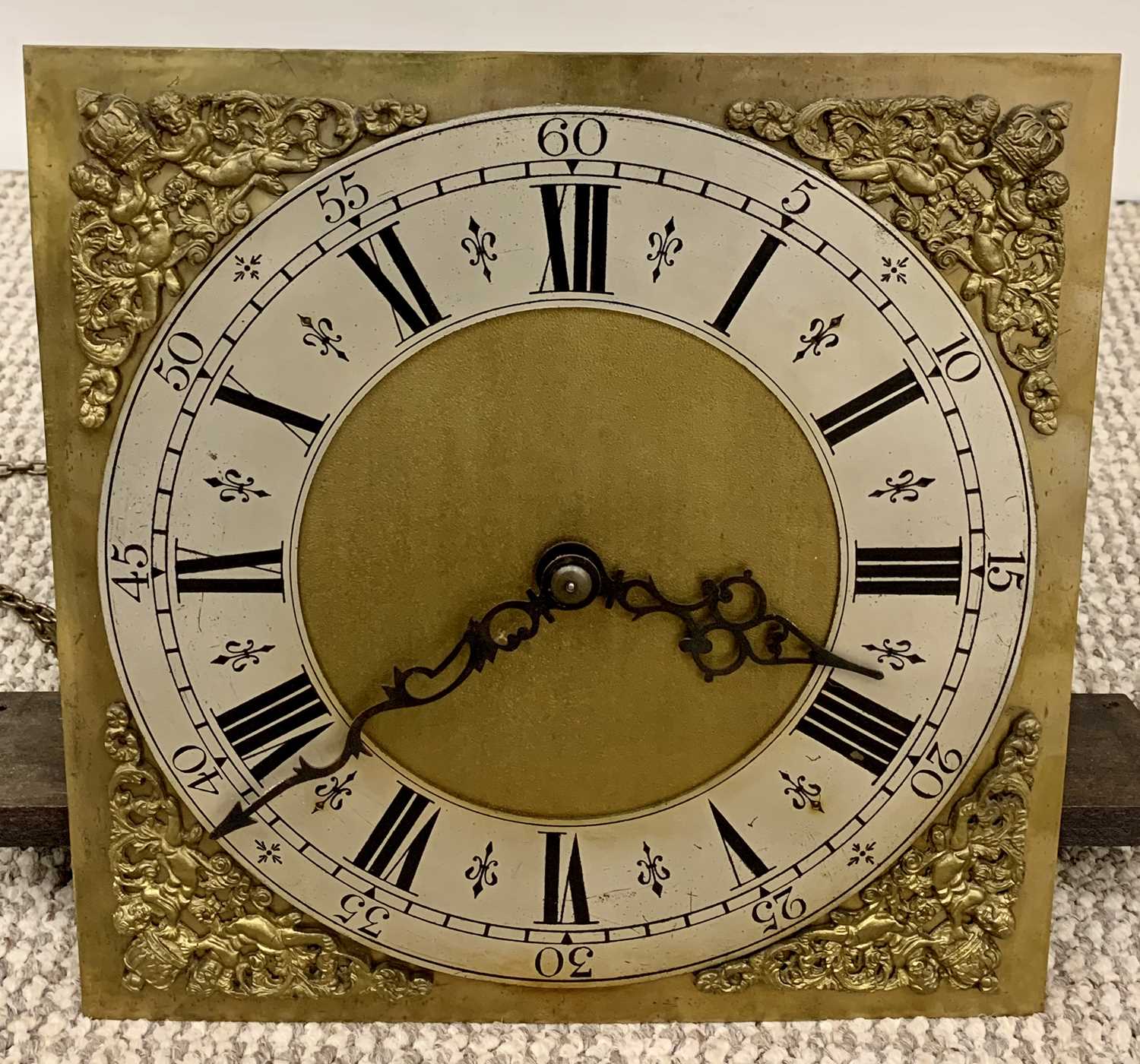 VINTAGE OAK LONGCASE CLOCK - triple weight, brass and silvered dial with Roman numerals before a - Image 4 of 11