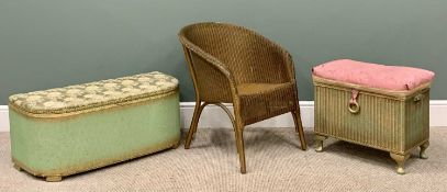 OCCASIONAL BEDROOM FURNITURE - to include a gold colour "Lusty" Lloyd loom armchair, 69cms H,