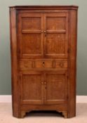 CIRCA 1830 OAK SUBSTANTIAL FLOOR-STANDING CORNER CUPBOARD - single piece with upper and lower