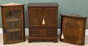 FURNITURE ASSORTMENT (3) - reproduction mahogany lounge furniture to include two corner cupboards,