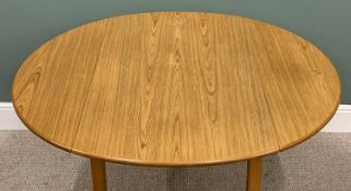 TABLE & DINING CHAIRS - mid-Century circular top twin flap dining table, 74cms H, 114cms W, 63cms