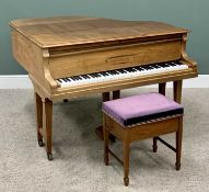 BABY GRAND PIANO & STOOL - by Emil Pauer, 98cms H, 136cms W, 142cms D