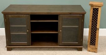 MODERN ENTERTAINMENT UNITS (2) - to include a single door hardwood CD rack with metal grill to the