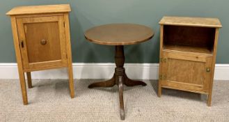 VINTAGE FURNITURE ASSORTMENT (3) - to include a circular copper top, oak based tripod table, 57cms