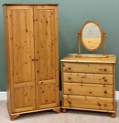 MODERN PINE BEDROOM FURNITURE (3) - to include a two door wardrobe, 182cms H, 84cms W, 55cms D