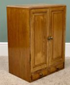 VINTAGE MAHOGANY STORAGE CUPBOARD - having twin doors, shelved interior and base drawers, 63cms H,