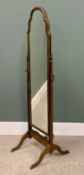 VINTAGE WALNUT CHEVAL MIRROR - 152cms H, 41cms W, 50cms D