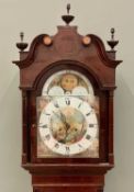 LONGCASE CLOCK - CIRCA 1840 mahogany cased, urn finial capped hood with broken swan neck pediment