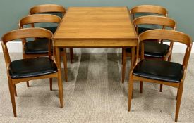 EXCELLENT WHITE & NEWTON LTD, PORTSMOUTH TABLE & CHAIRS - mid-Century dining table, 73cms H,