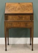 LADY'S WALNUT REPRODUCTION BUREAU - having two drawers below a sloped fall front top, on tapered