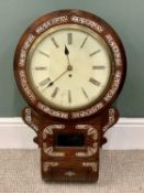 VICTORIAN ROSEWOOD CASED DROP DIAL PENDULUM WALL CLOCK - single fusee movement, painted white enamel