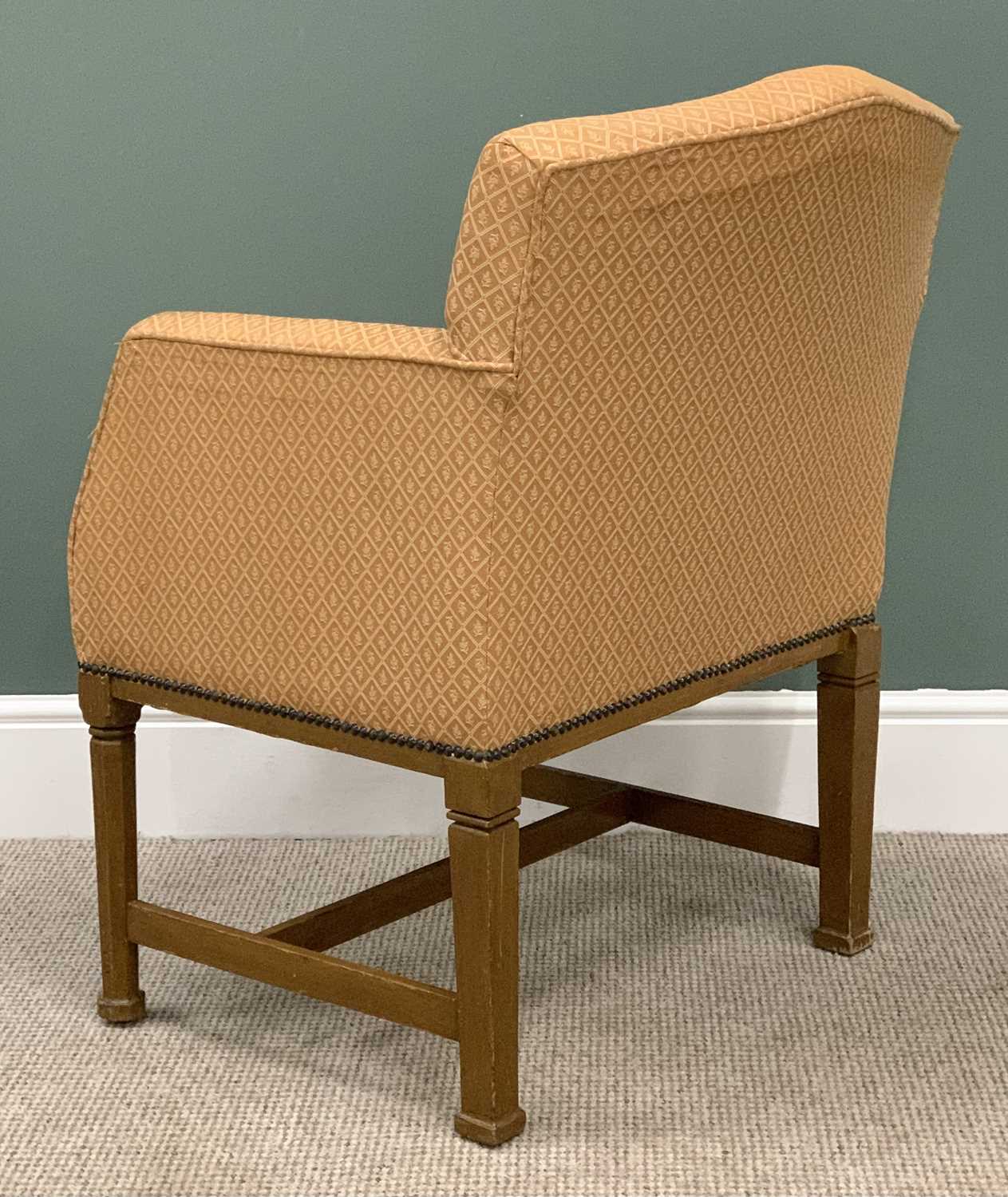 VINTAGE UPHOLSTERED EASY CHAIR - in diamond pattern fabric with shaped back, 87cms H, 63cms W, 44cms - Image 3 of 3
