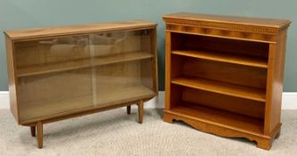 REPRODUCTION & VINTAGE BOOKCASES (2) - a yew wood example with dentil upper detail and reeded