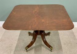 REPRODUCTION MAHOGANY RECTANGULAR TILT TOP BREAKFAST TABLE - 75cms H, 153cms W, 130cms D