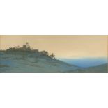 AUGUSTUS OSBORNE LAMPLOUGH British 1877 - 1930, watercolour - extensive desert scene with oasis,