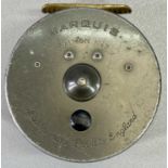 HARDY BROS LTD ENGLAND - Marquis Salmon No 2 reel with brass foot, 10.5cms diameter and two spare