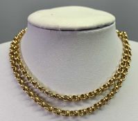 9CT GOLD BELCHER LINK NECKLACE - with lobster clasp, 61cms L open, 13.3grms (J44)