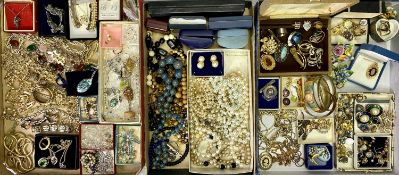 VINTAGE & LATER COSTUME JEWELLERY - as displayed across three boxes including Millefiori glass and