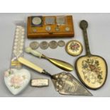 EPNS PRESENTATION TROWEL BY WALKER & HALL, vintage coinage and collectable crowns and a selection of