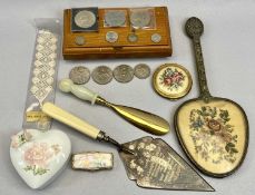 EPNS PRESENTATION TROWEL BY WALKER & HALL, vintage coinage and collectable crowns and a selection of