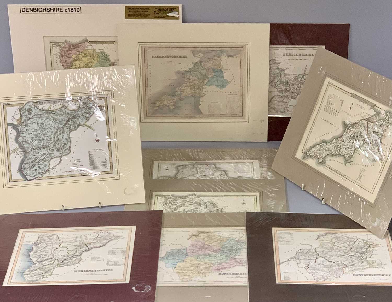 MAPS - antiquarian (10), Counties of Wales, unframed but mounted, typical size including mount 30