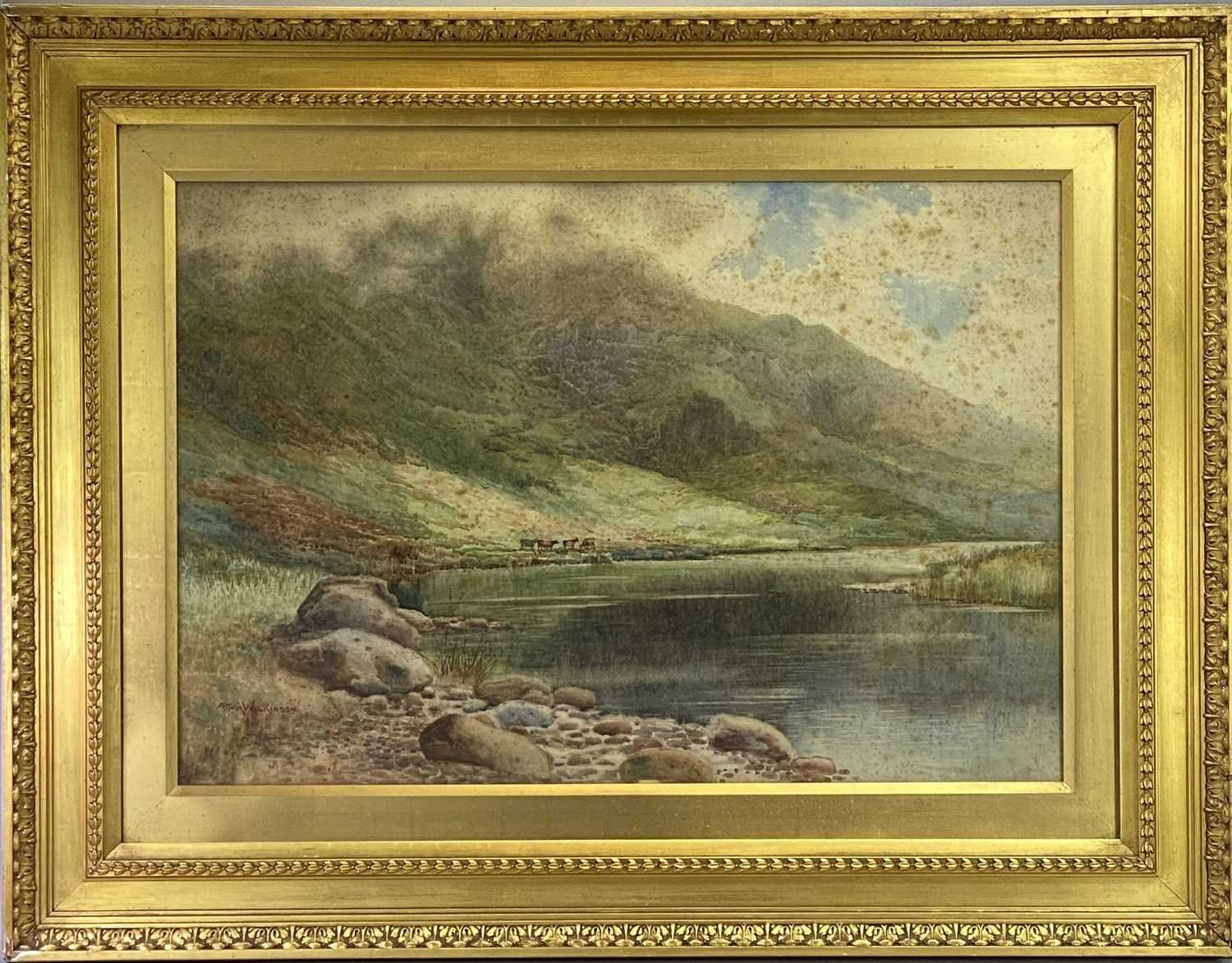 ARTHUR WILKINSON watercolours, a pair - one titled 'Llyn Idwal', and another Eryri scene with cattle - Image 3 of 3