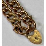 9CT ROSE GOLD CHUNKY CURB LINK BRACELET with padlock clasp, having hollow links, all individually