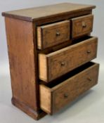 PINE APPRENTICE CHEST - Late 19th Century with rectangular top over two short and two long