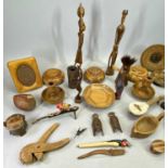 TREEN - figures, bowls, dishes, candlesticks, ETC, mainly 20th Century