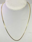 9CT GOLD COBRA LINK NECKLACE - 39cms L open, 5.3grms (J46)